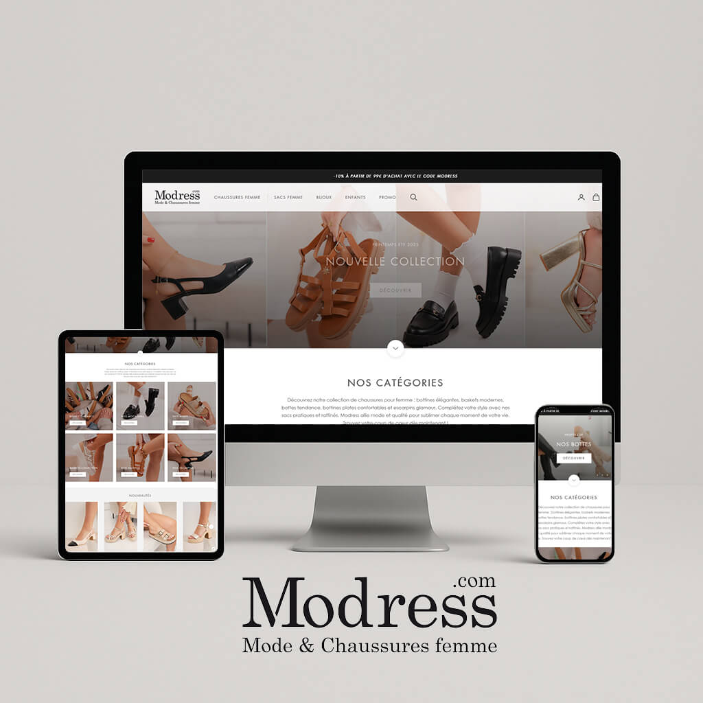 Le site modress.com sur ordinateur, tablette et mobile